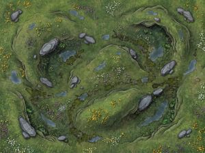 Battlemap - Collines herbeuses rainy 24x18